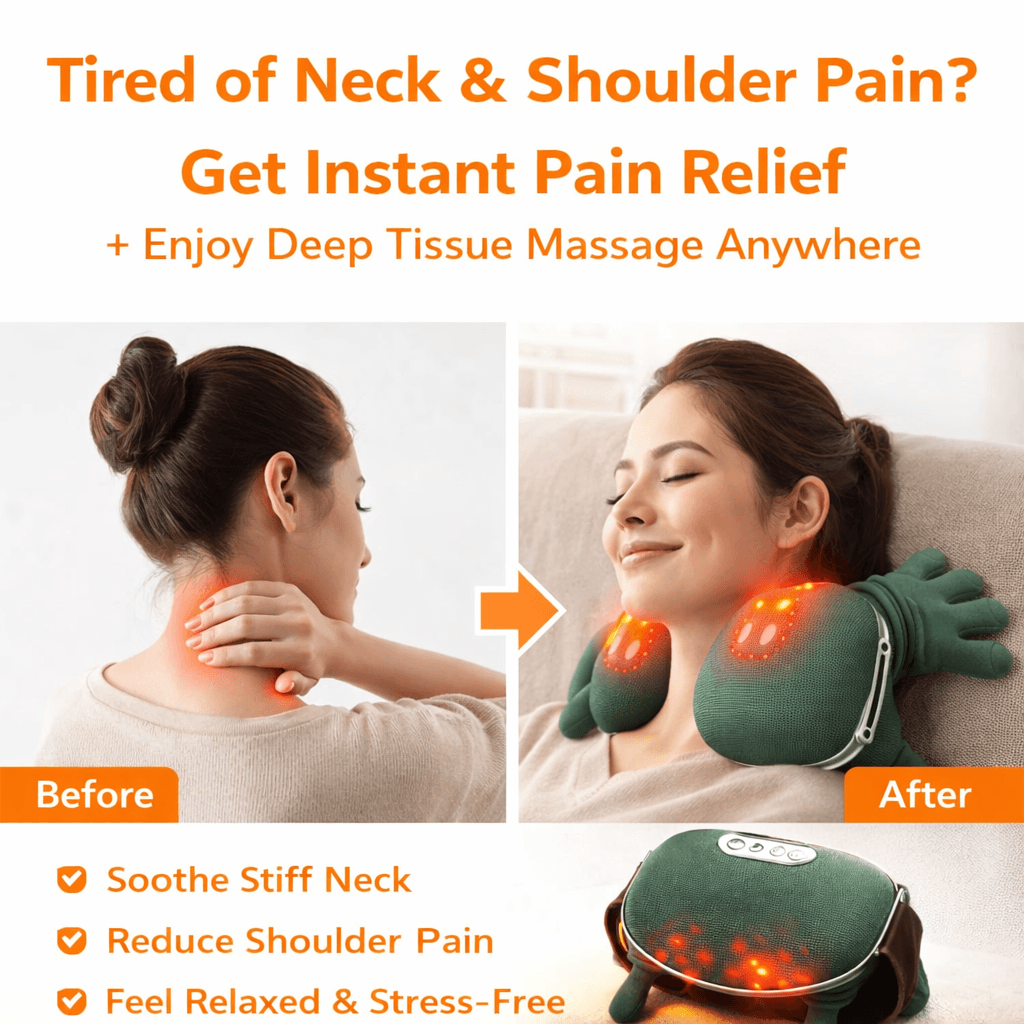 3D Shiatsu Neck & Shoulder Massager with Heat for instant pain relief, perfect for home, office, and car use - neck massager UAE.