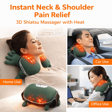 3D Shiatsu Neck & Shoulder Massager with Heat for instant pain relief, perfect for home, office, and car use - neck massager UAE.